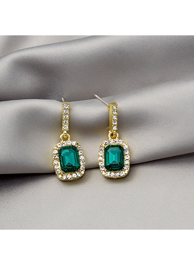 زوج واحد من أقراط الزركون والزمرد هدية مجوهرات للنساء والفتيات